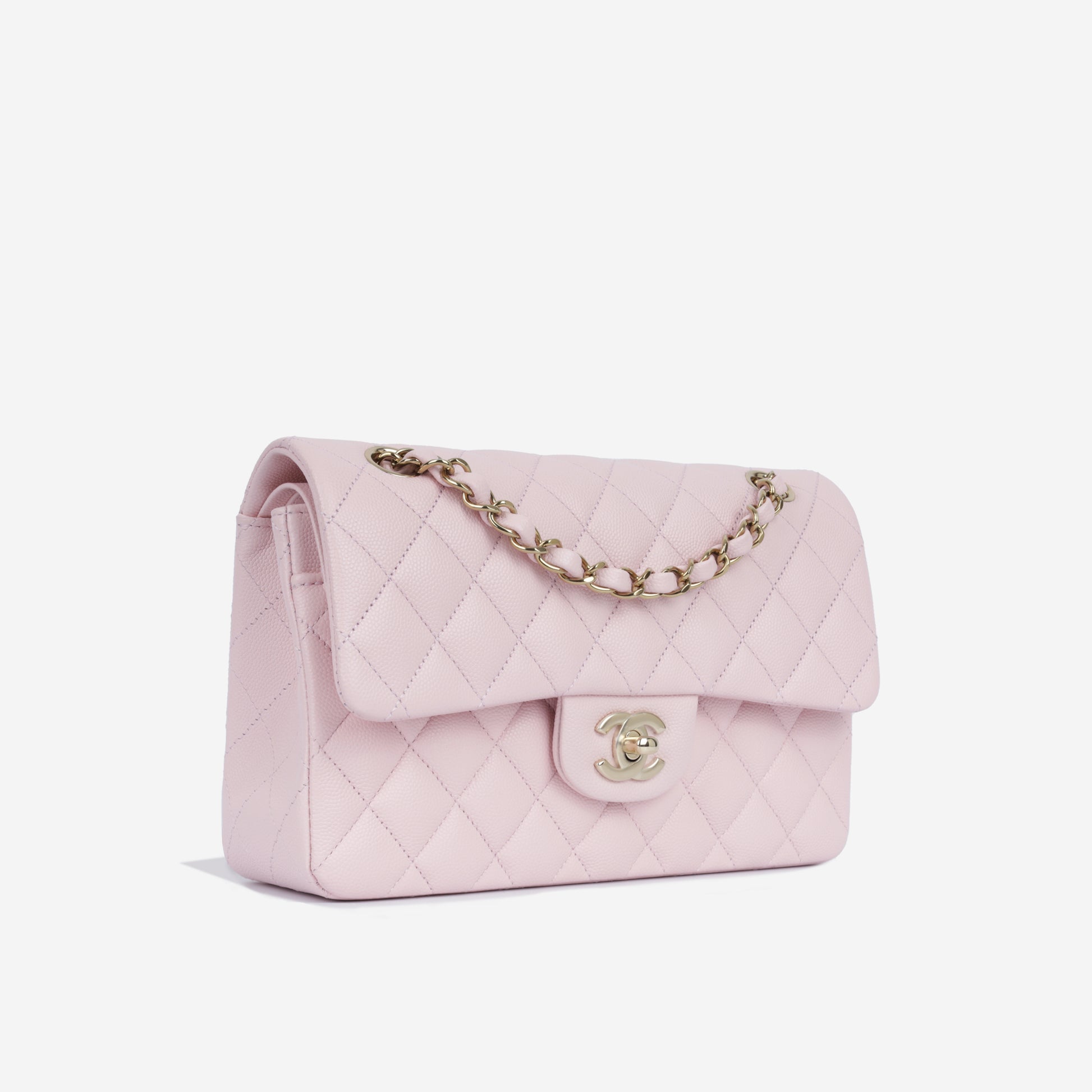 Chanel Small Classic Flap Bag Light Pink Caviar CGHW Brand