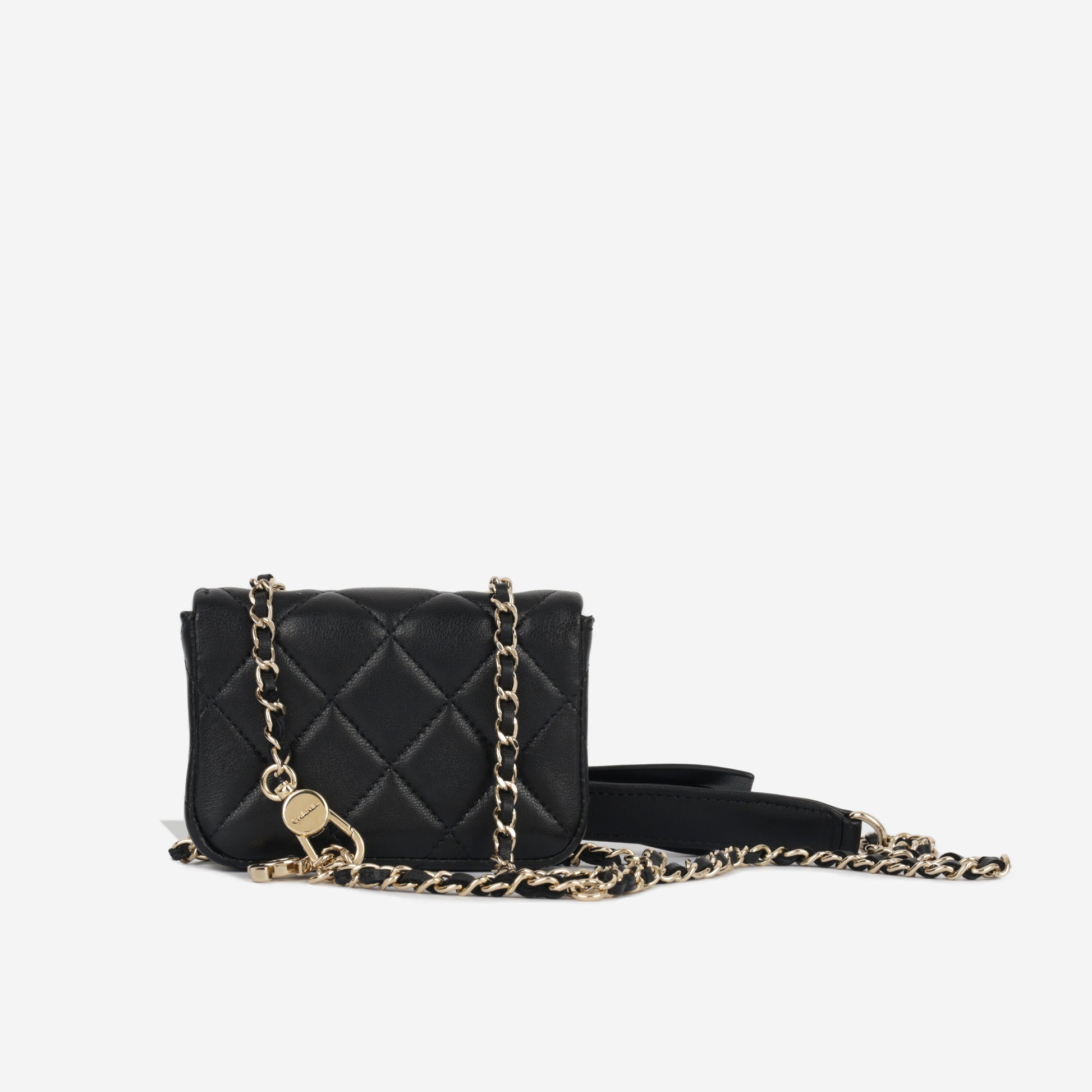 Chanel Cardholder on Chain Black Lambskin CGHW Immaculate