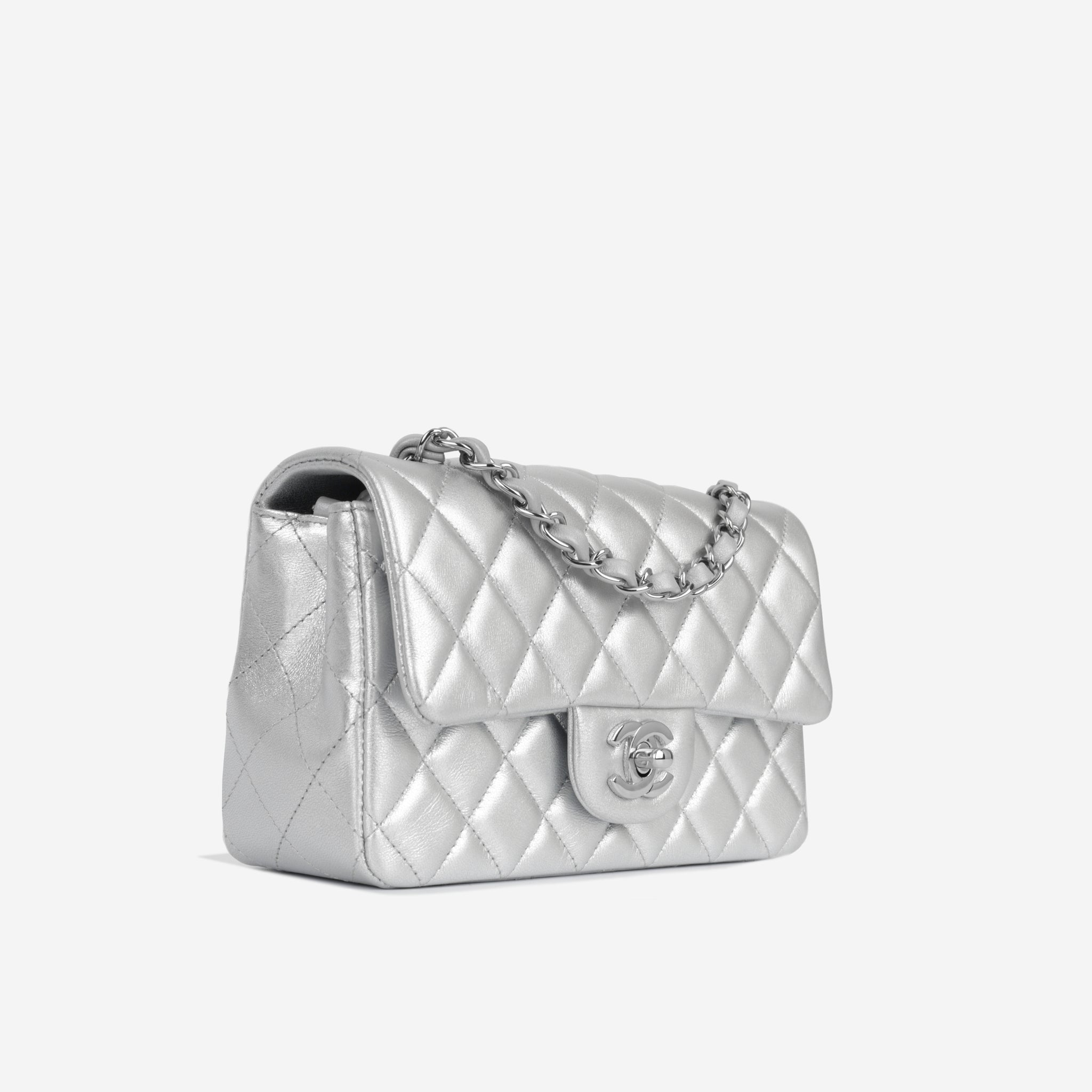 CHANEL TIMELESS CLASSICS Classic Chanel CF 19cm Mini Flap Bag Heart Chain  Lambskin Black
