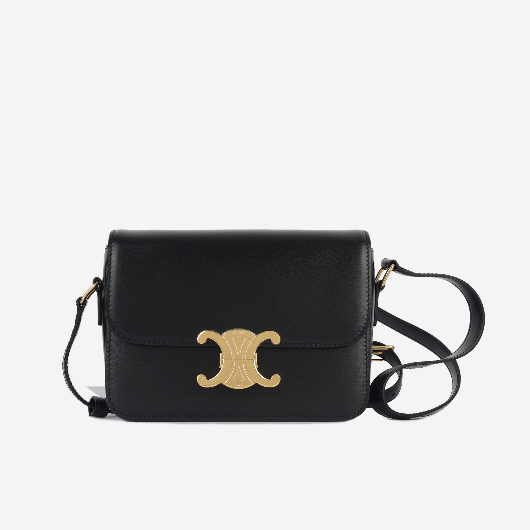 TEEN TRIOMPHE BAG IN SHINY CALFSKIN - BLACK