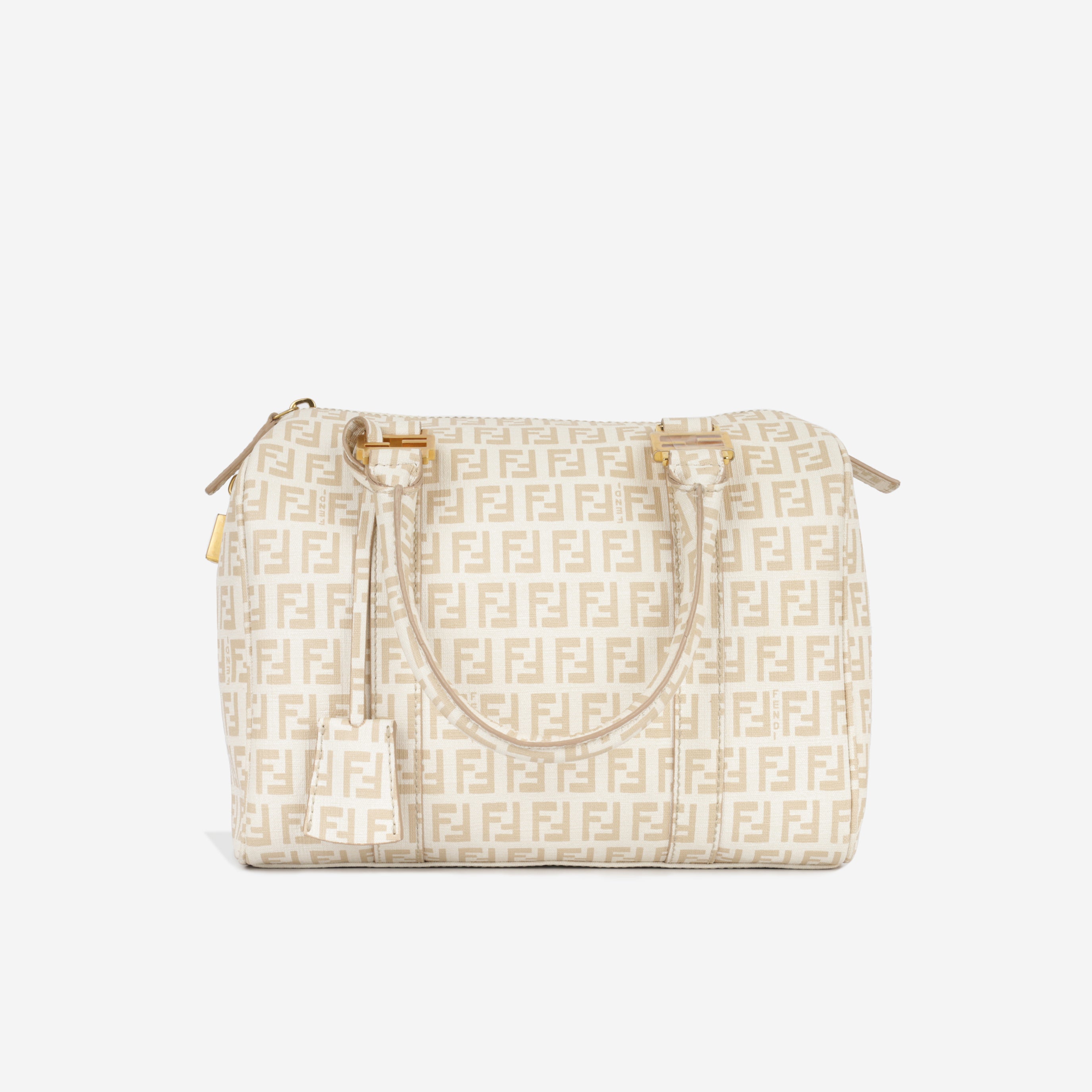 Fendi - Small Boston - Cream Zucca Coated Canvas - GHW - Pre Loved
