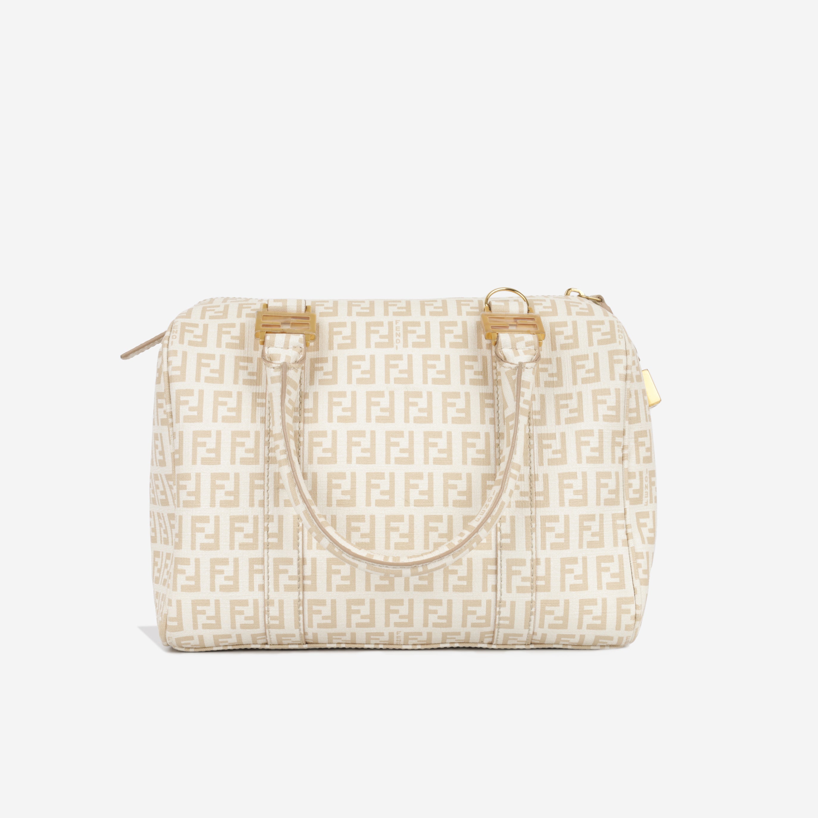 Fendi - Small Boston - Cream Zucca Coated Canvas - GHW - Pre Loved