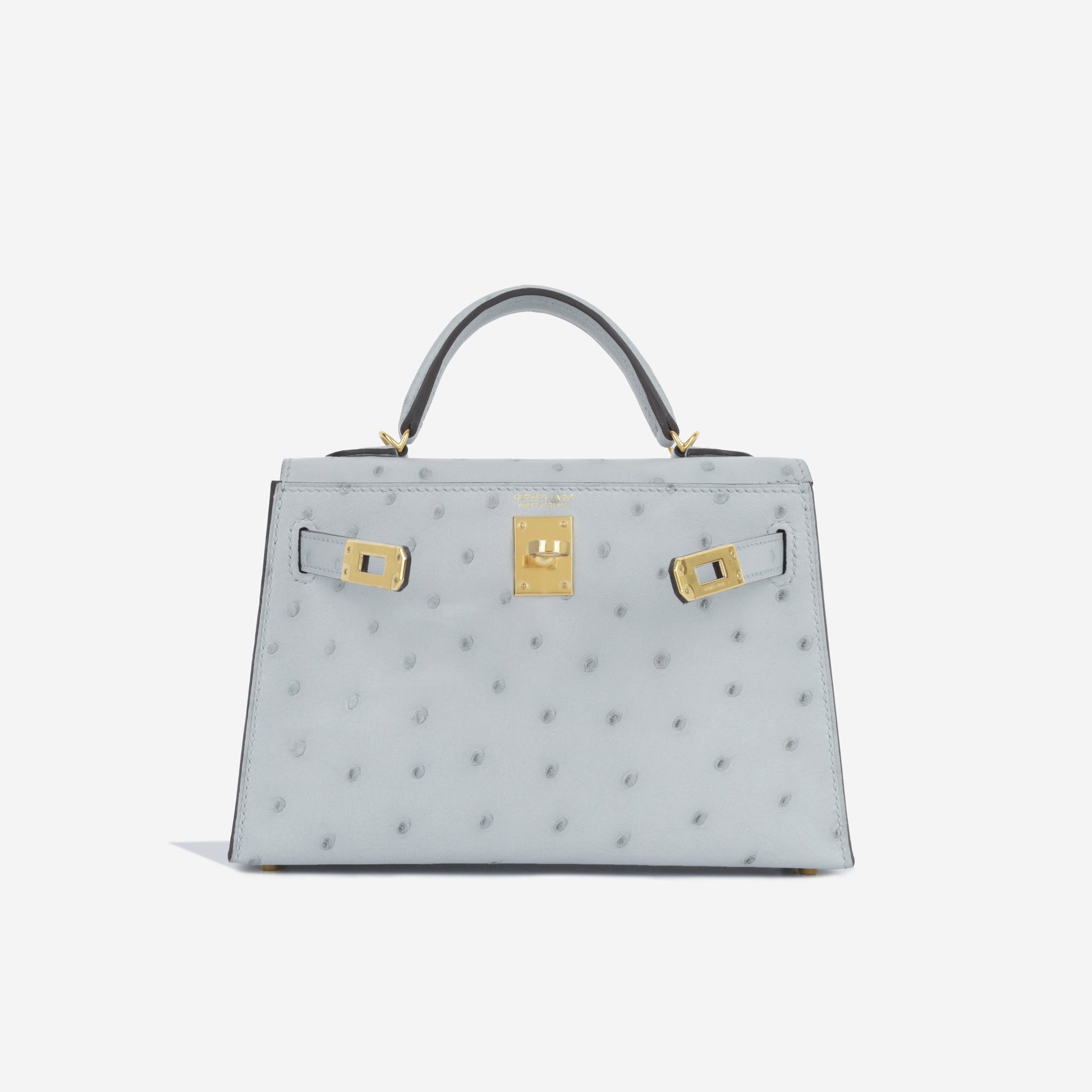 Hermès Mini Kelly Bleu Glacier Ostrich GHW 2023 – Bagista