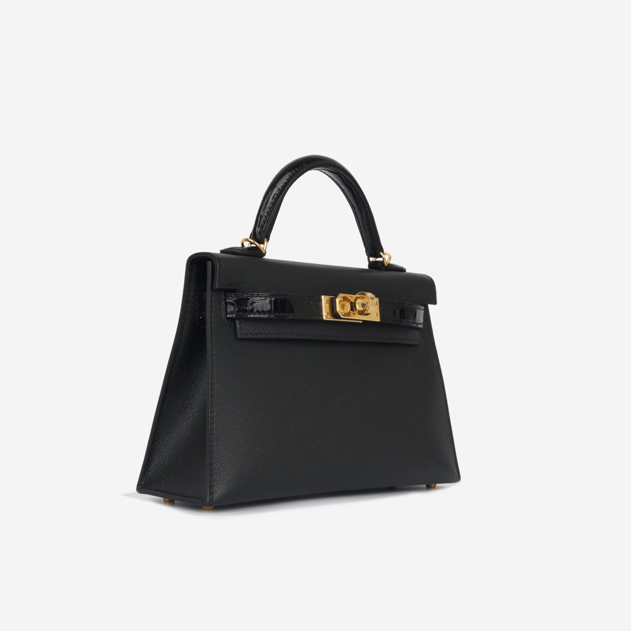 Hermès - Mini Kelly Touch - Noir Veau Madame / Shiny Alligator - GHW ...