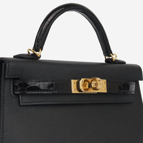 Hermès - Mini Kelly Touch - Noir Veau Madame / Shiny Alligator - GHW ...