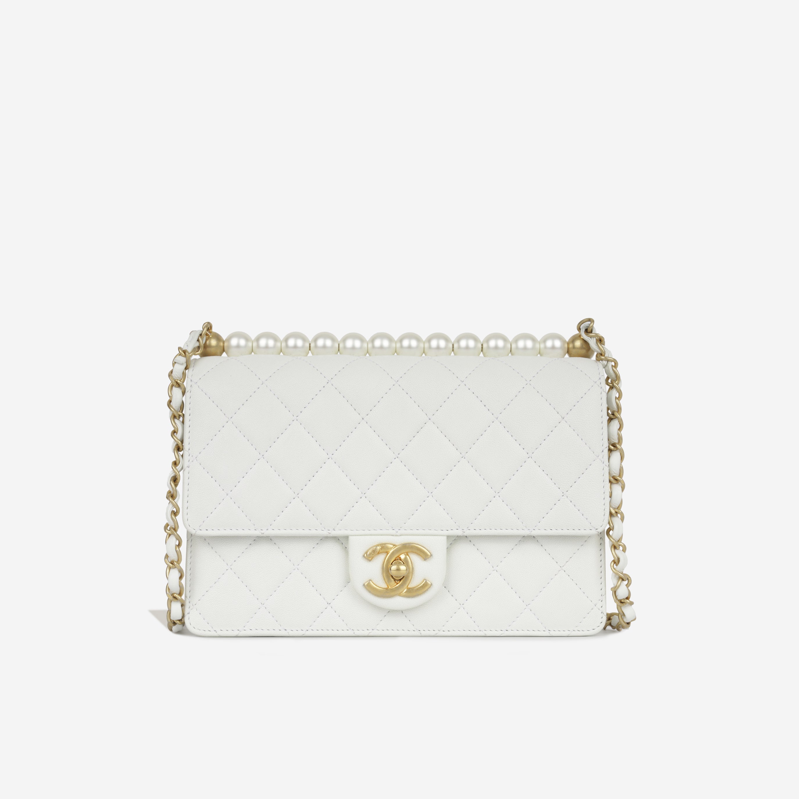 CHANEL VINTAGE BAG ホワイトレザーハンドバッグ CHANEL VINTAGE BAG ホワイトレザーハンドバッグ