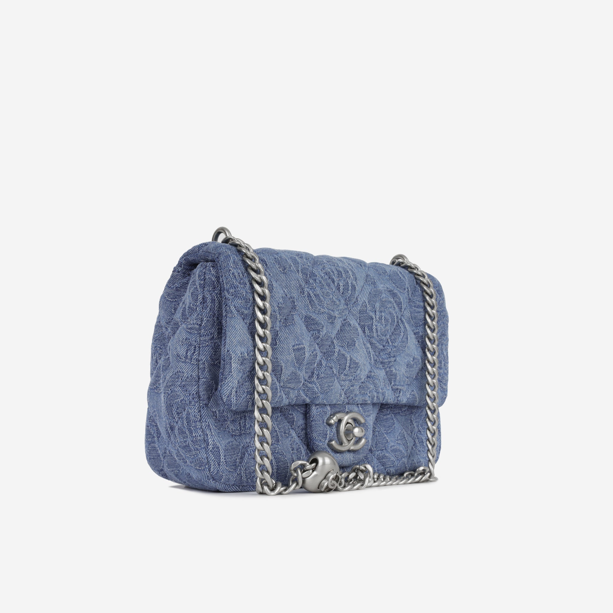 Chanel Denim Quilted Camellia Flap