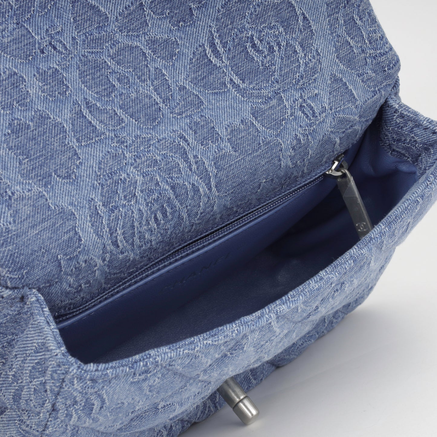 Denim Quilted Camellia Flap