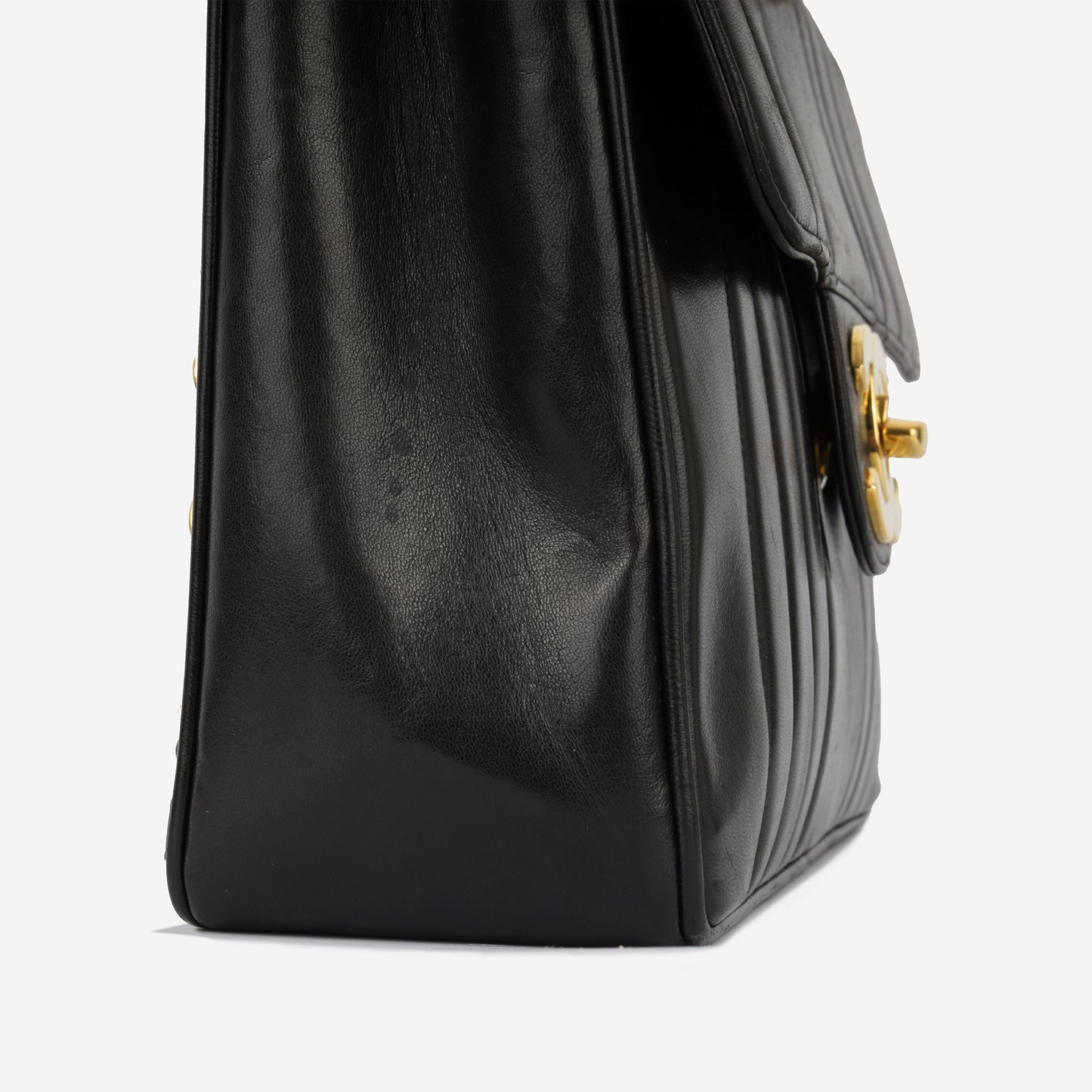 Vintage Chanel Mademoiselle Flap Bag - Black Vertical Lambskin | Gold Hardware