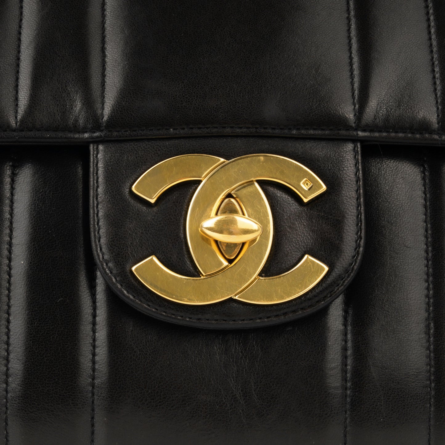 Vintage Chanel Mademoiselle Flap Bag - Black Vertical Lambskin | Gold Hardware