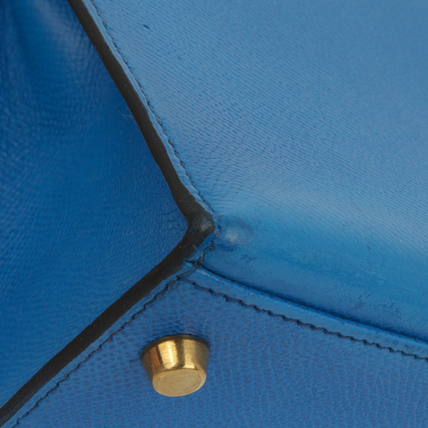 Hermès Vintage Kelly 28 - Bleu De France Courchevel | Gold Hardware