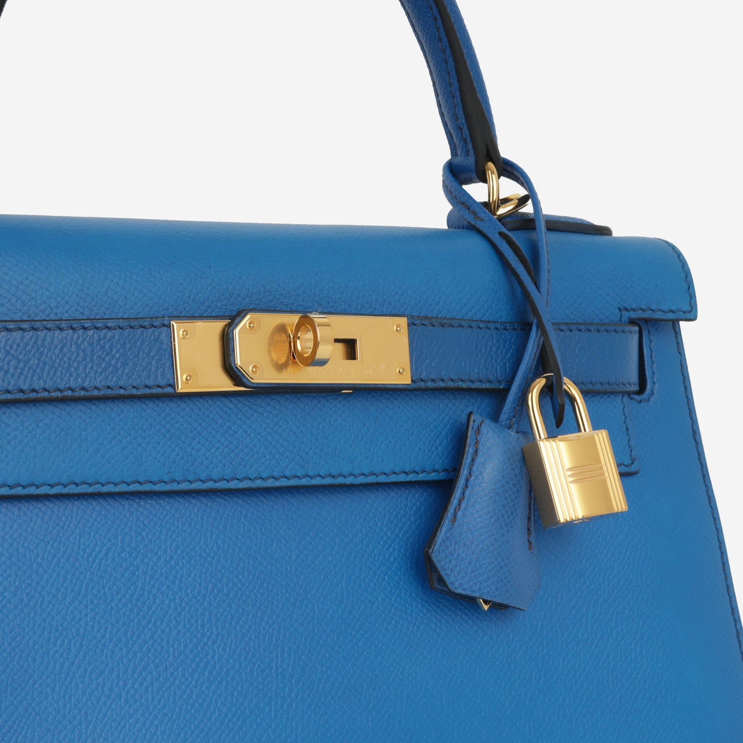 Hermès Vintage Kelly 28 - Bleu De France Courchevel | Gold Hardware