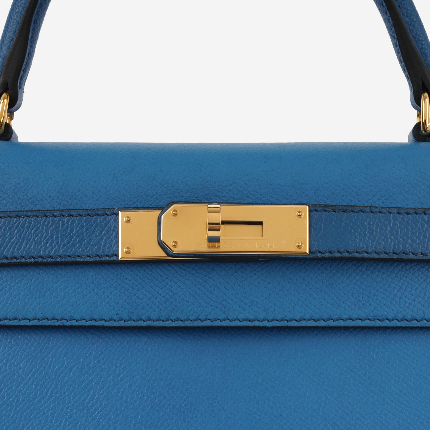 Hermès Vintage Kelly 28 - Bleu De France Courchevel | Gold Hardware