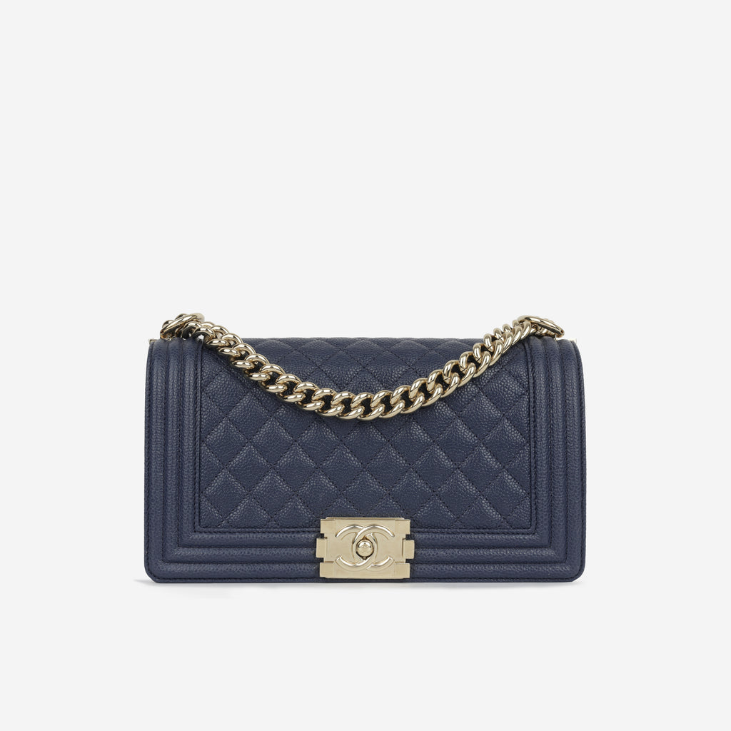 Chanel - Boy Bag - Old Medium Boy Bag - Dark Blue Caviar CGHW - 2019 ...