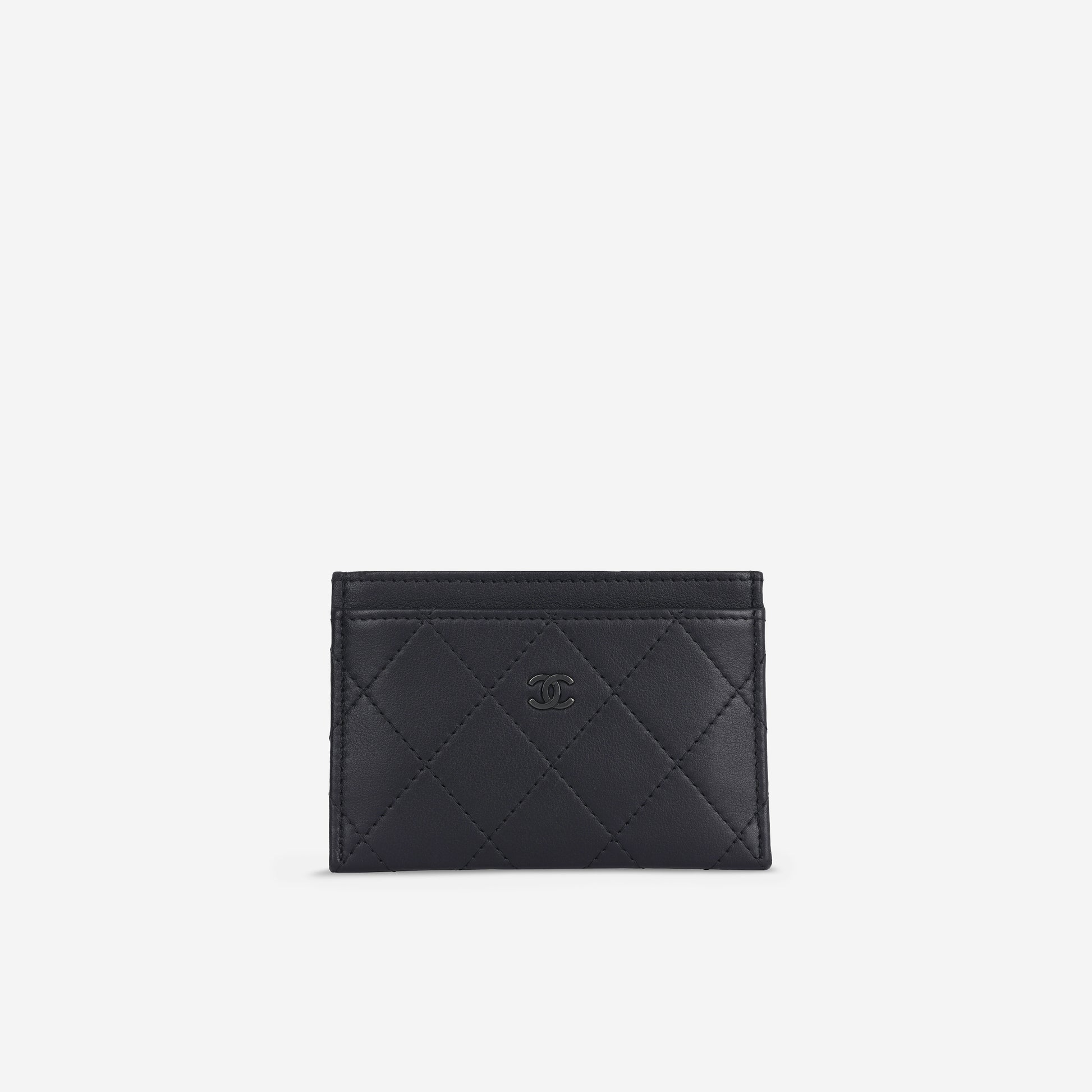 Chanel Classic Card Holder So Black Calfskin BHW Plaque