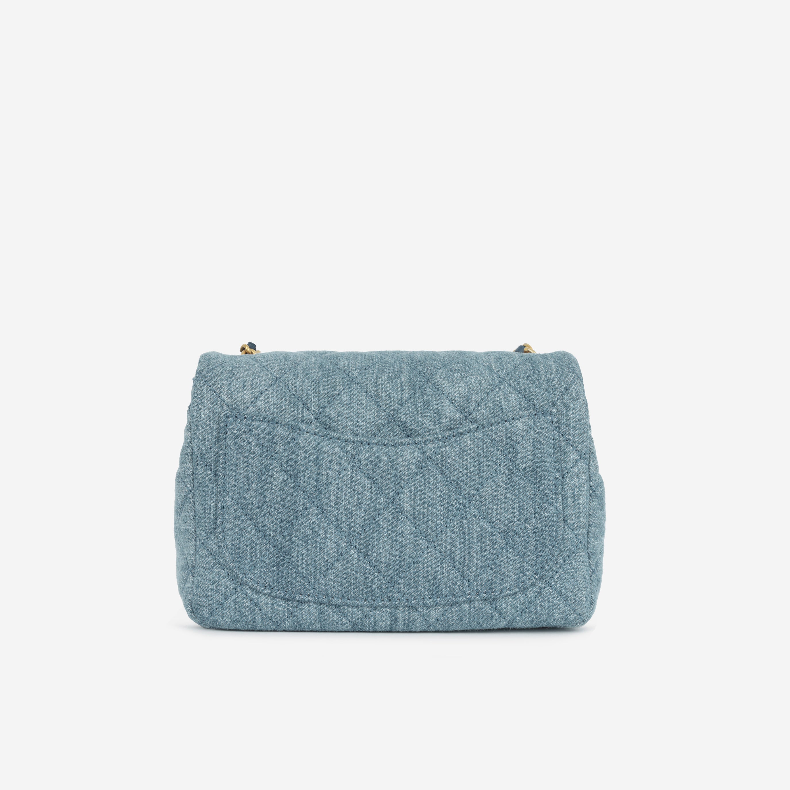 Chanel - Mini Square Pearl Crush - Blue Denim AGHW - Pristine