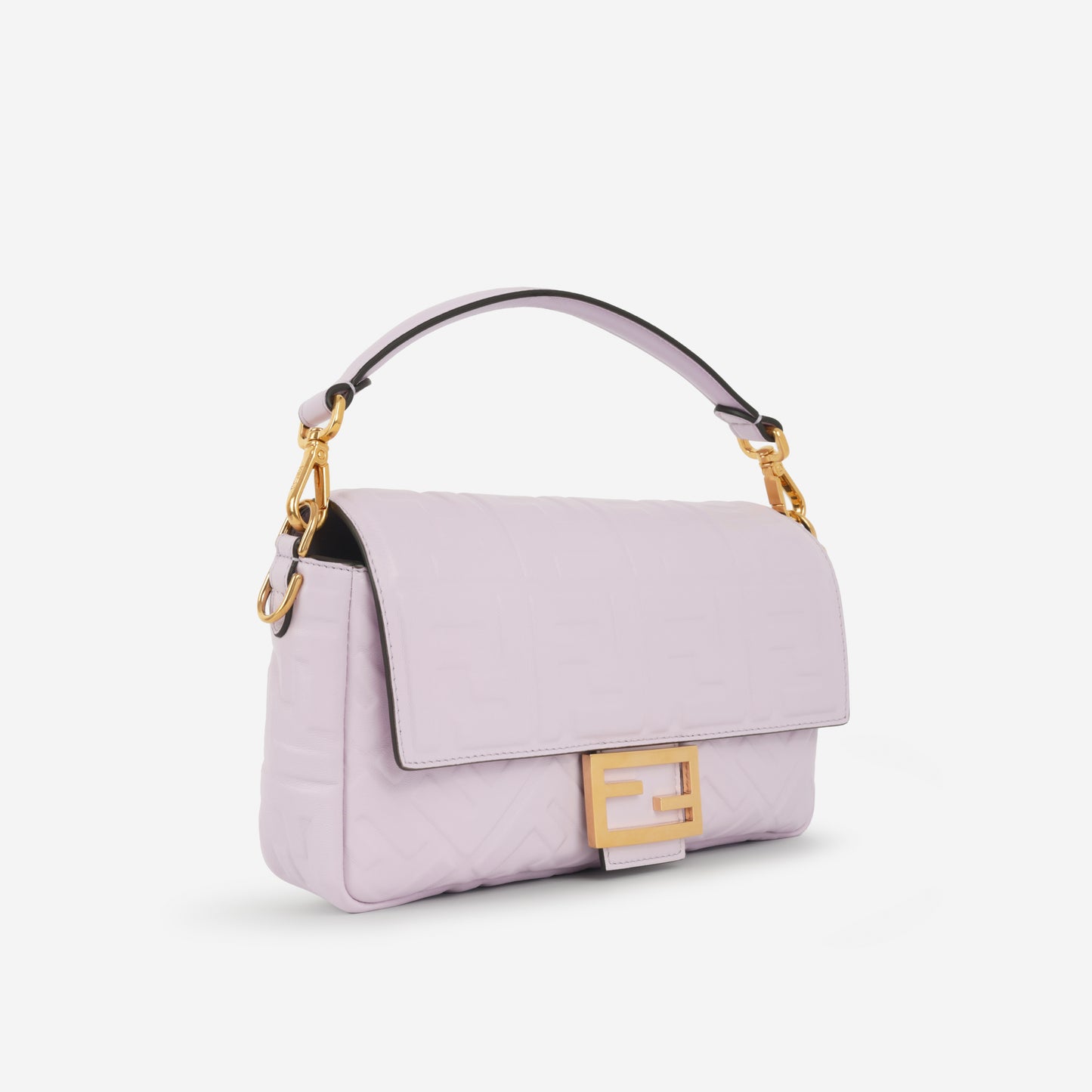 Fendi Medium Baguette - Lilac Zucca Calfskin | Gold Hardware