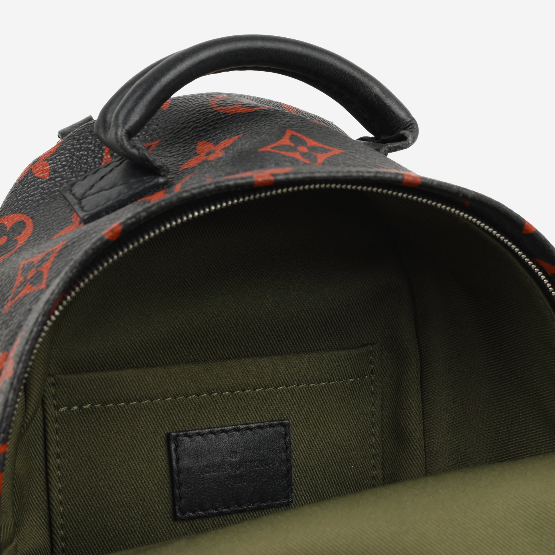 louis vuitton backpack mini red and black Louis Vuitton - Mini Palm Springs Backpack - Black/Red Infrarouge SHW - Pre Loved
