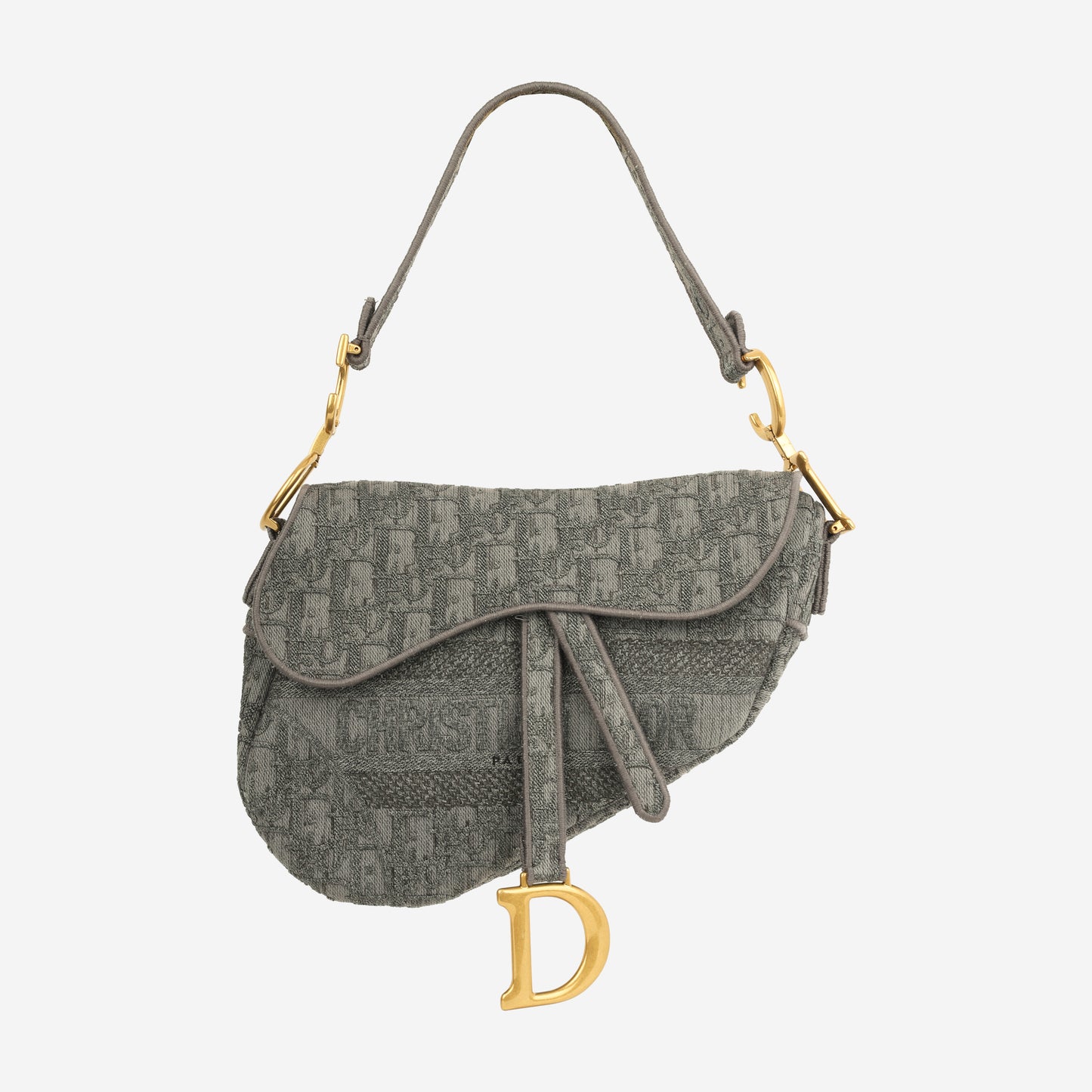 Dior Medium Saddle - Grey Oblique Canvas | Gold Hardware