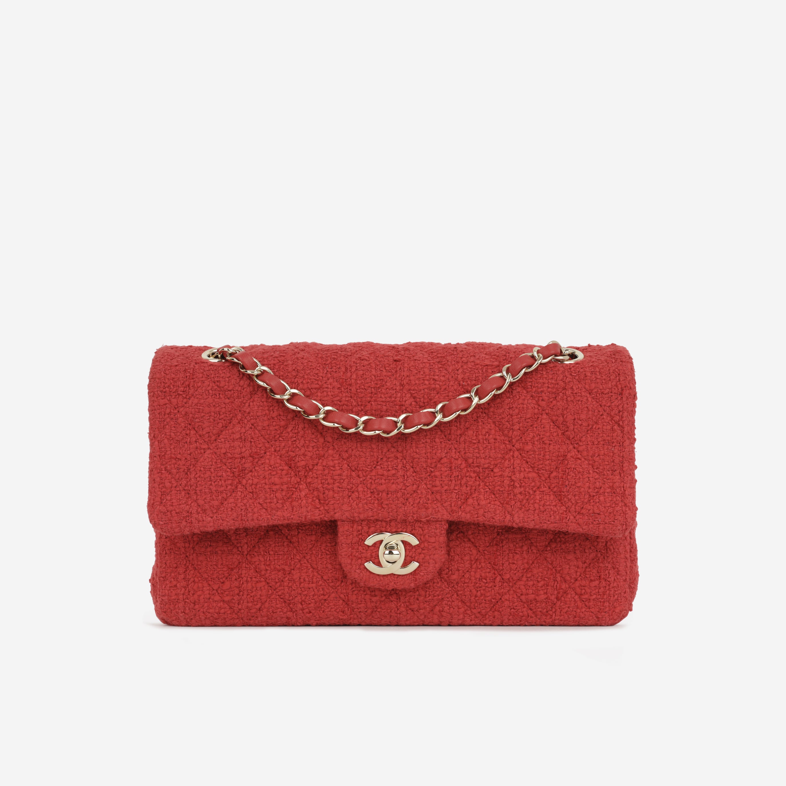 Chanel Medium Classic Flap - Red Tweed Fabric CGHW – Bagista