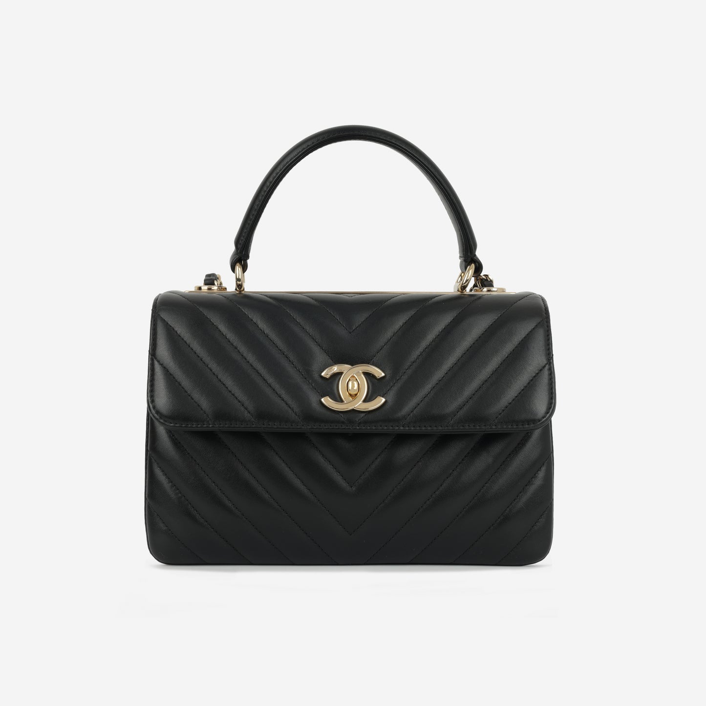 Chanel Small Trendy CC Flap Bag - Black Lambskin | Champagne Gold Hardware