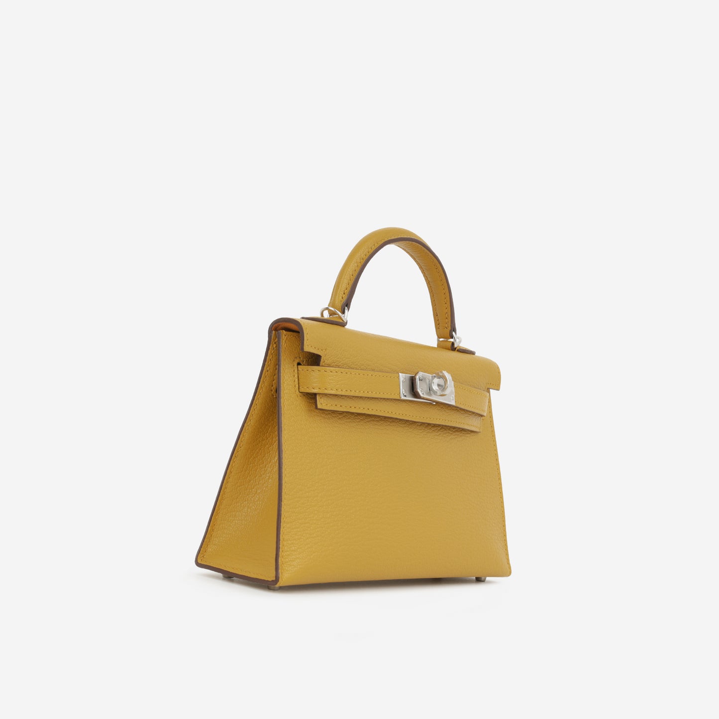 Hermès Verso Mini Kelly - Jaune Ambre Chevre Mysore / Gold Interior | Palladium Hardware