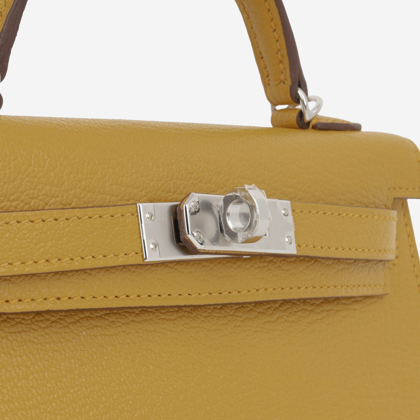Hermès Verso Mini Kelly - Jaune Ambre Chevre Mysore / Gold Interior | Palladium Hardware