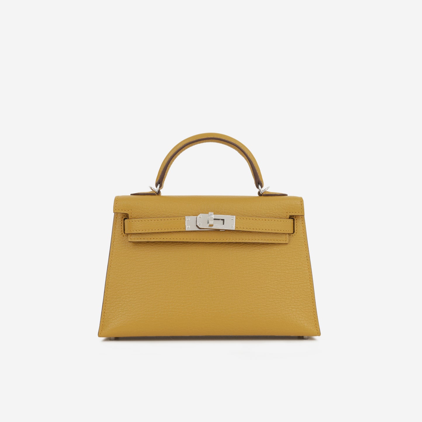 Hermès Verso Mini Kelly - Jaune Ambre Chevre Mysore / Gold Interior | Palladium Hardware