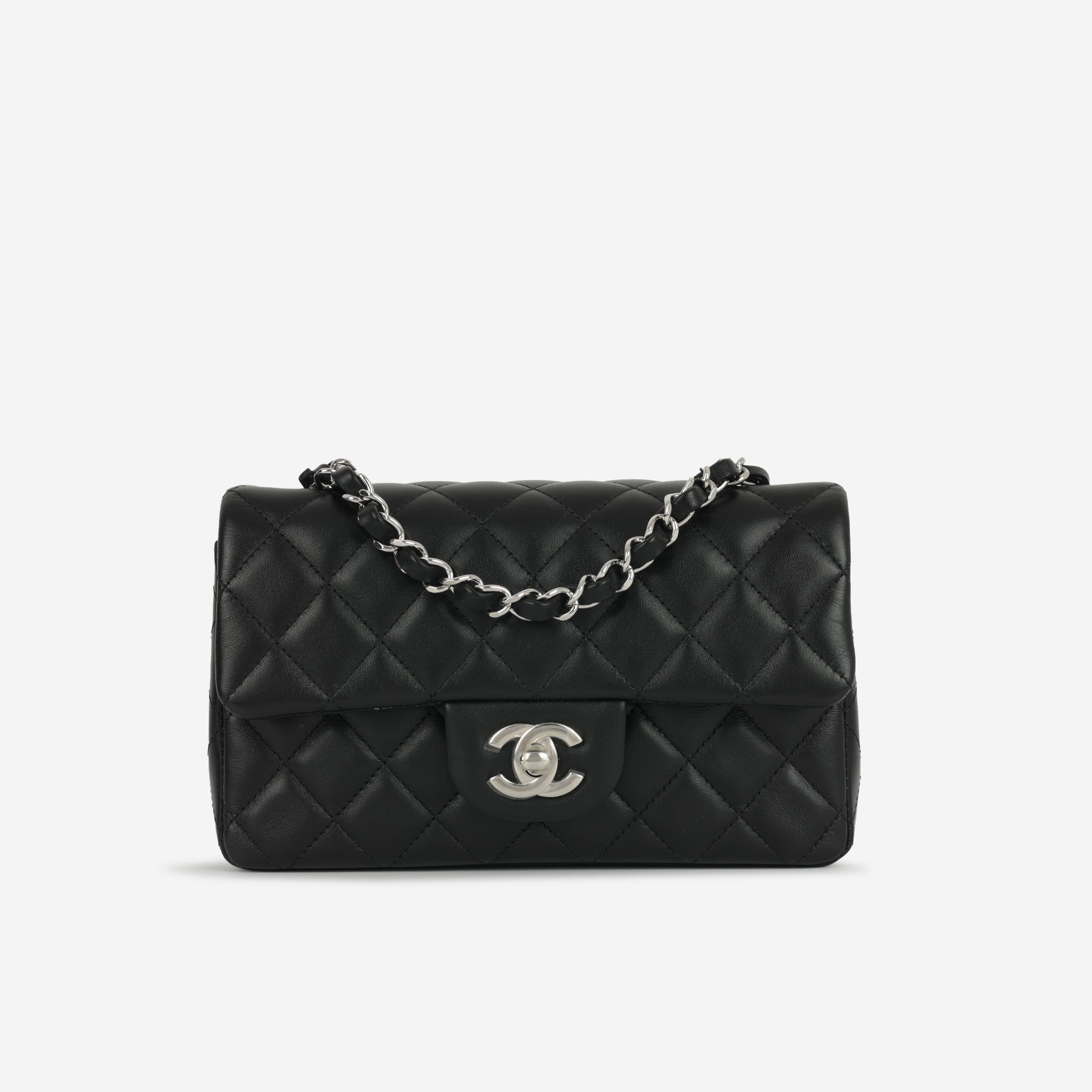 Chanel Classic Flap Bag Mini Rectangular - Black Lambskin SHW – Bagista