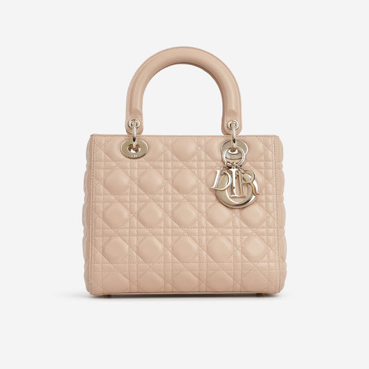 Medium Lady Dior - Blush Lambskin | Champagne Gold Hardware