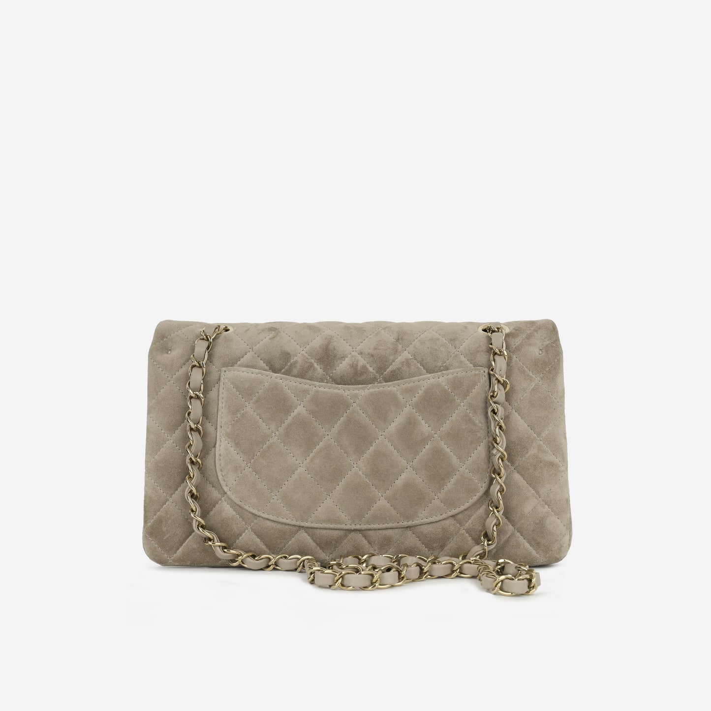 Chanel Medium Classic Flap - Mink Suede | Champagne Gold Hardware