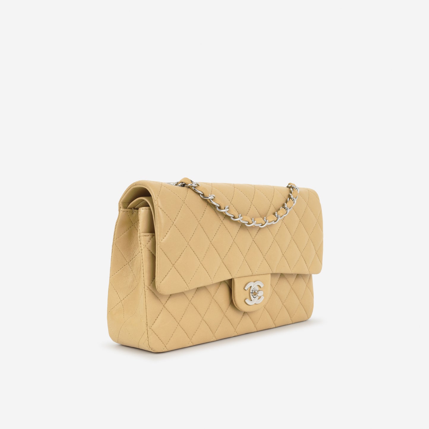 Chanel Vintage Medium Classic Flap - Beige Lambskin | Silver Hardware