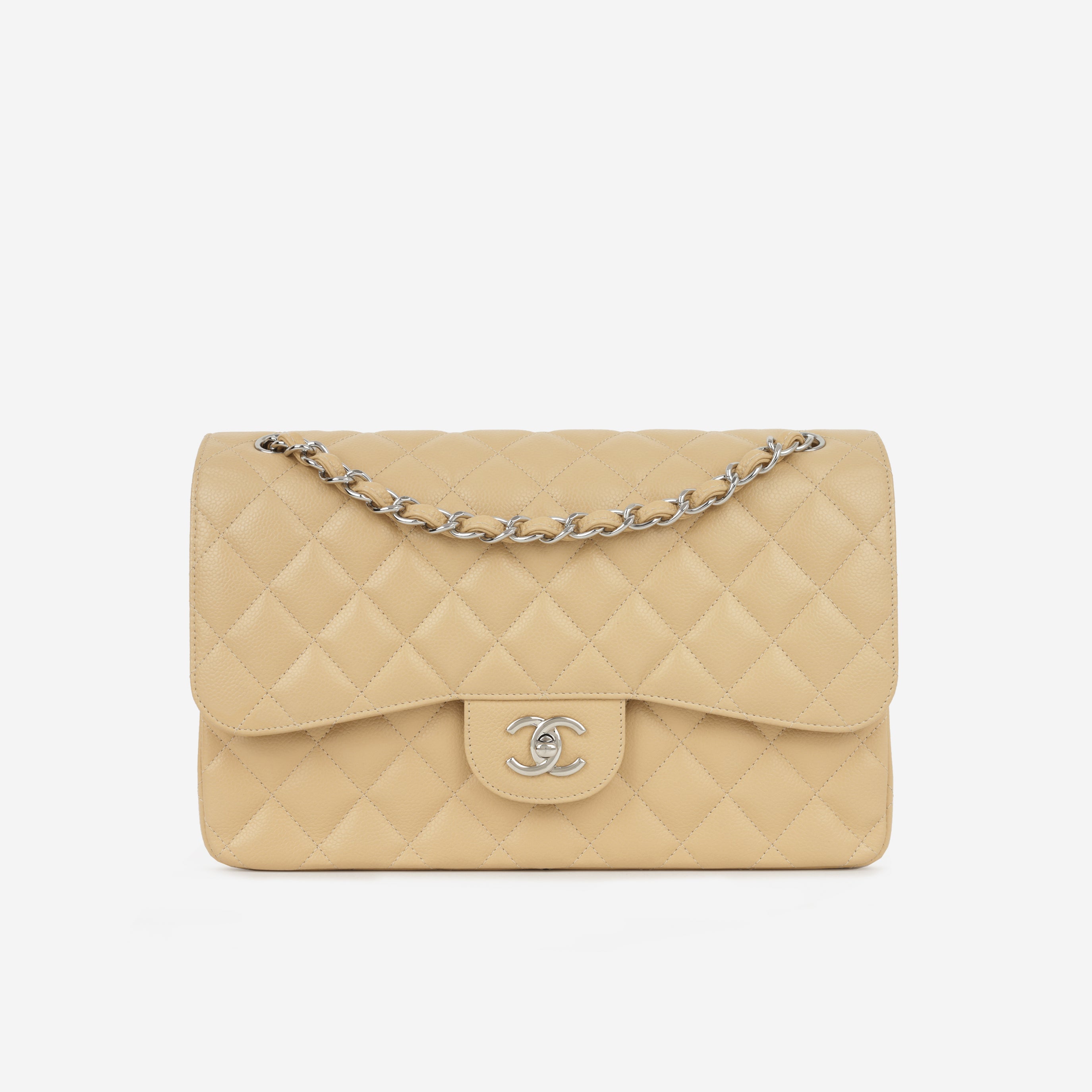 Authentic Chanel Classic Double Flap – Beige Caviar | Bagista London