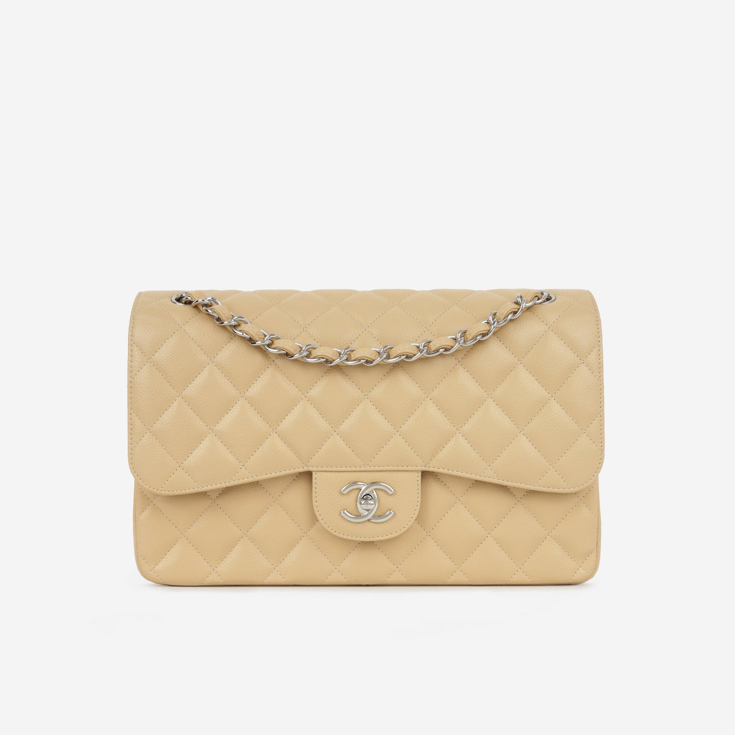 Chanel Classic Jumbo Double Flap - Beige Caviar | Silver Hardware