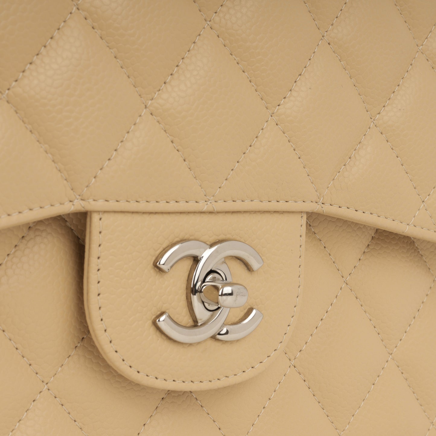Chanel Classic Jumbo Double Flap - Beige Caviar | Silver Hardware