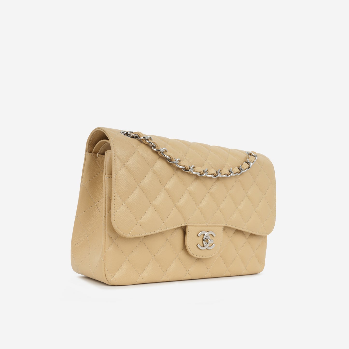 Chanel Classic Jumbo Double Flap - Beige Caviar | Silver Hardware