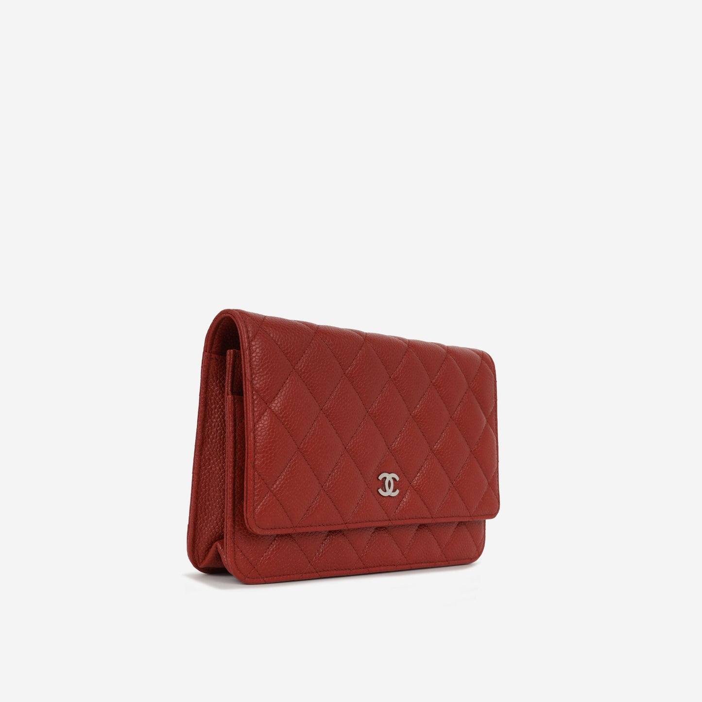 Chanel Classic Wallet on Chain - Red Caviar | Silver Hardware