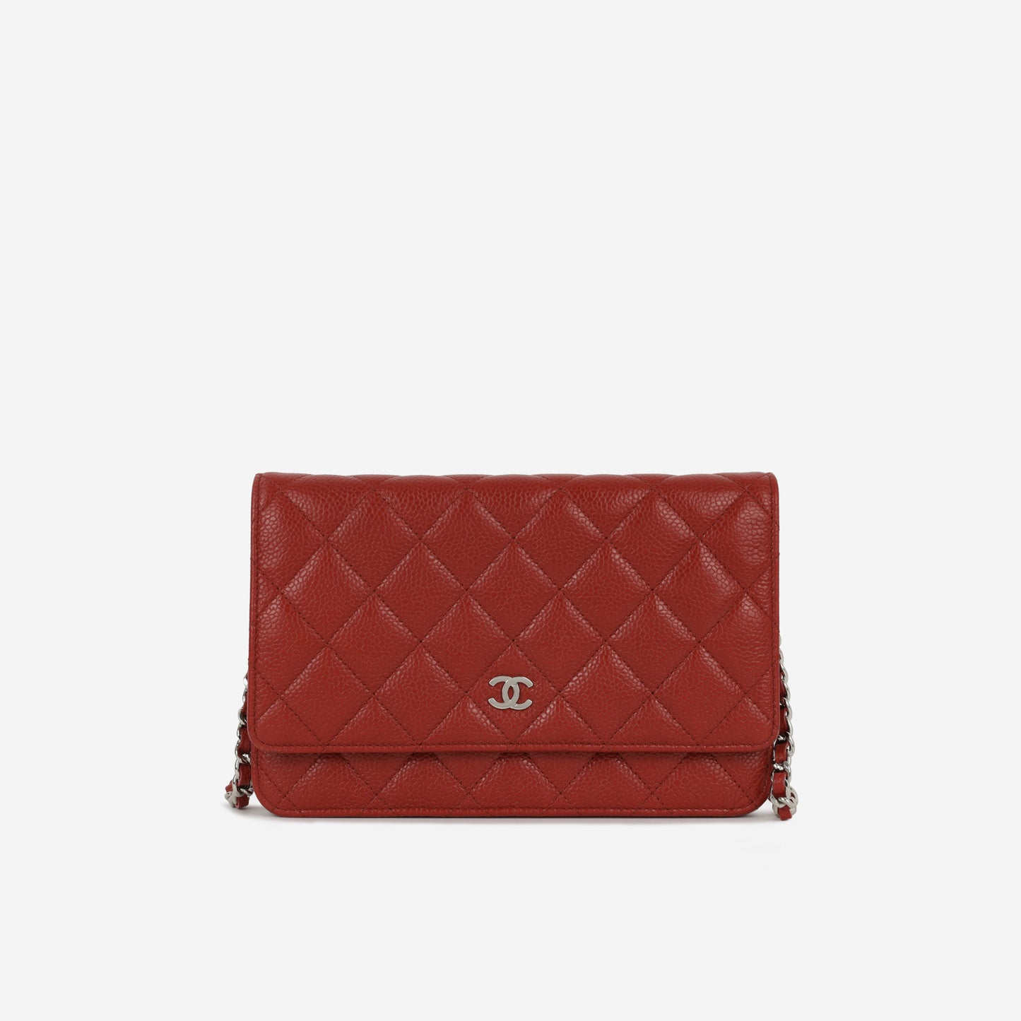 Chanel Classic Wallet on Chain - Red Caviar | Silver Hardware