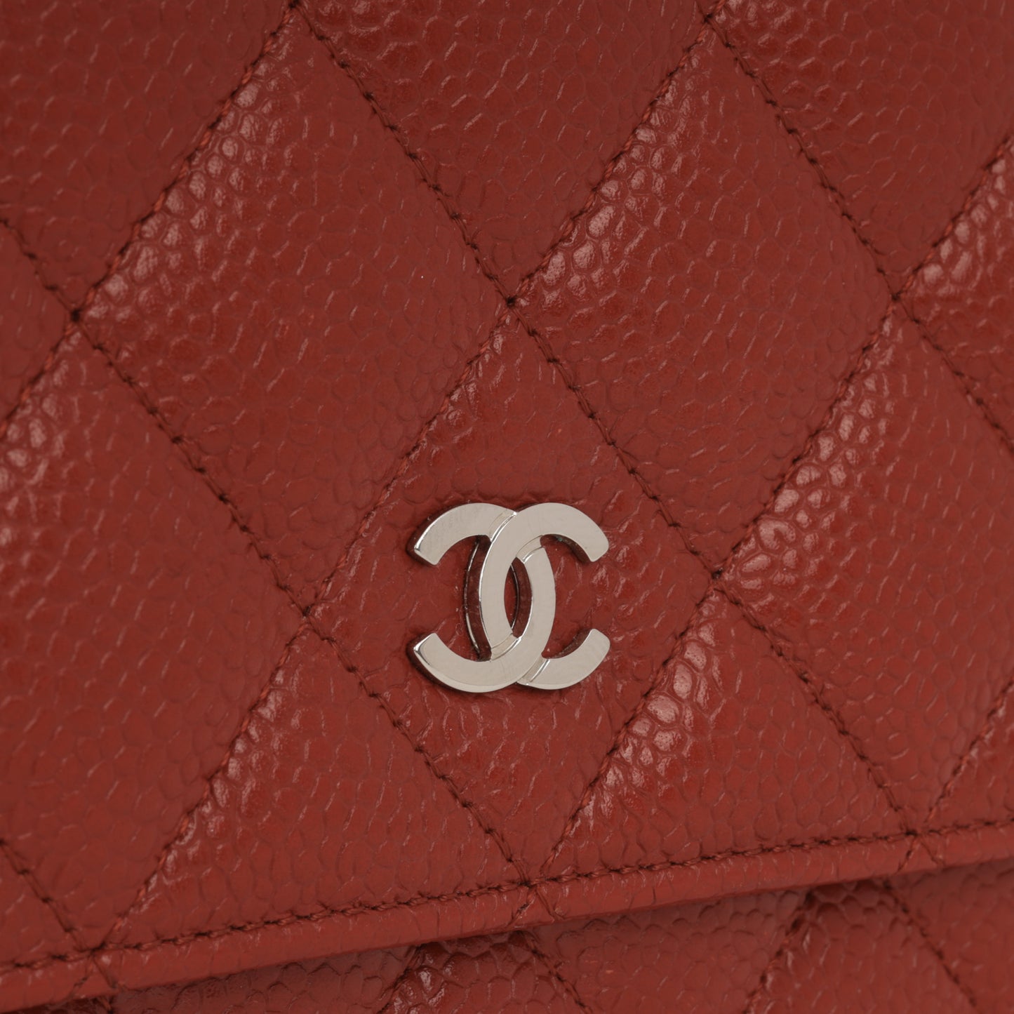 Chanel Classic Wallet on Chain - Red Caviar | Silver Hardware