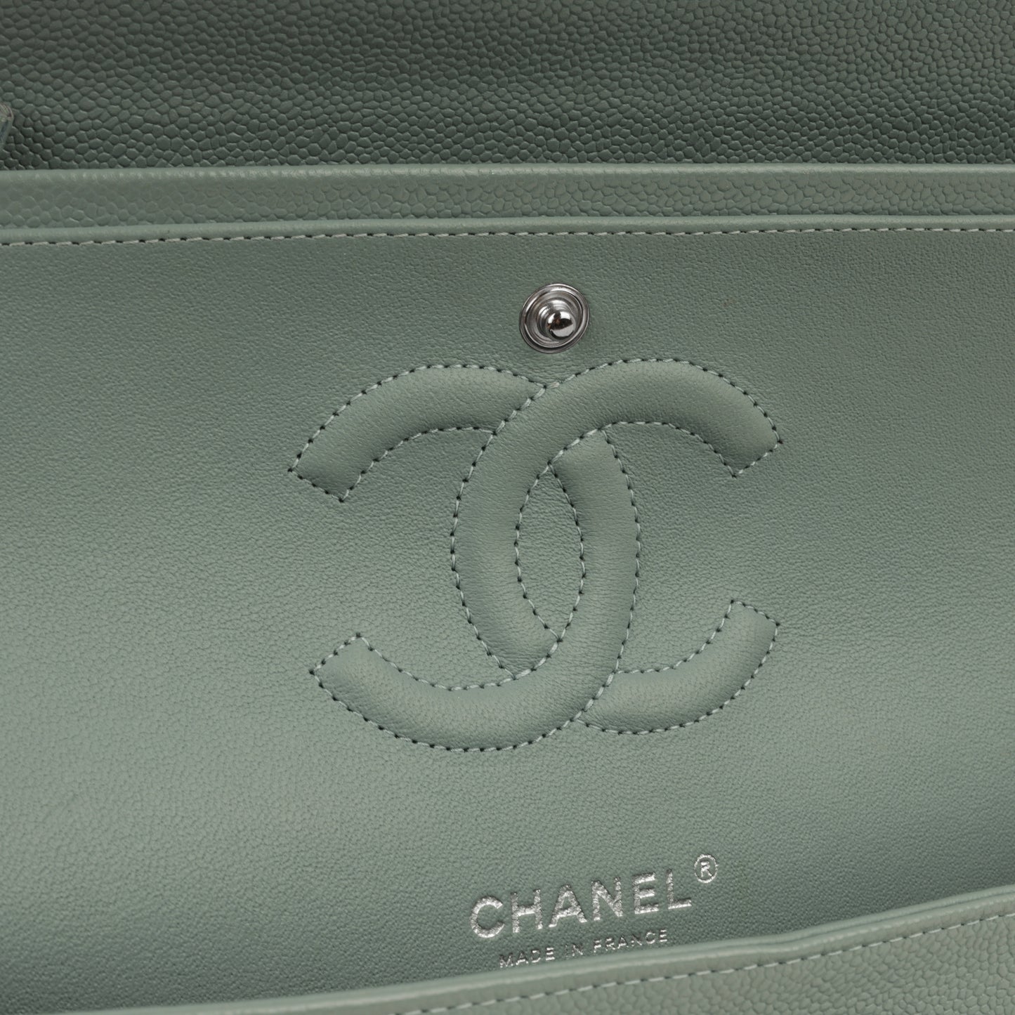 Medium Classic Flap - Sage Green Caviar | Silver Hardware