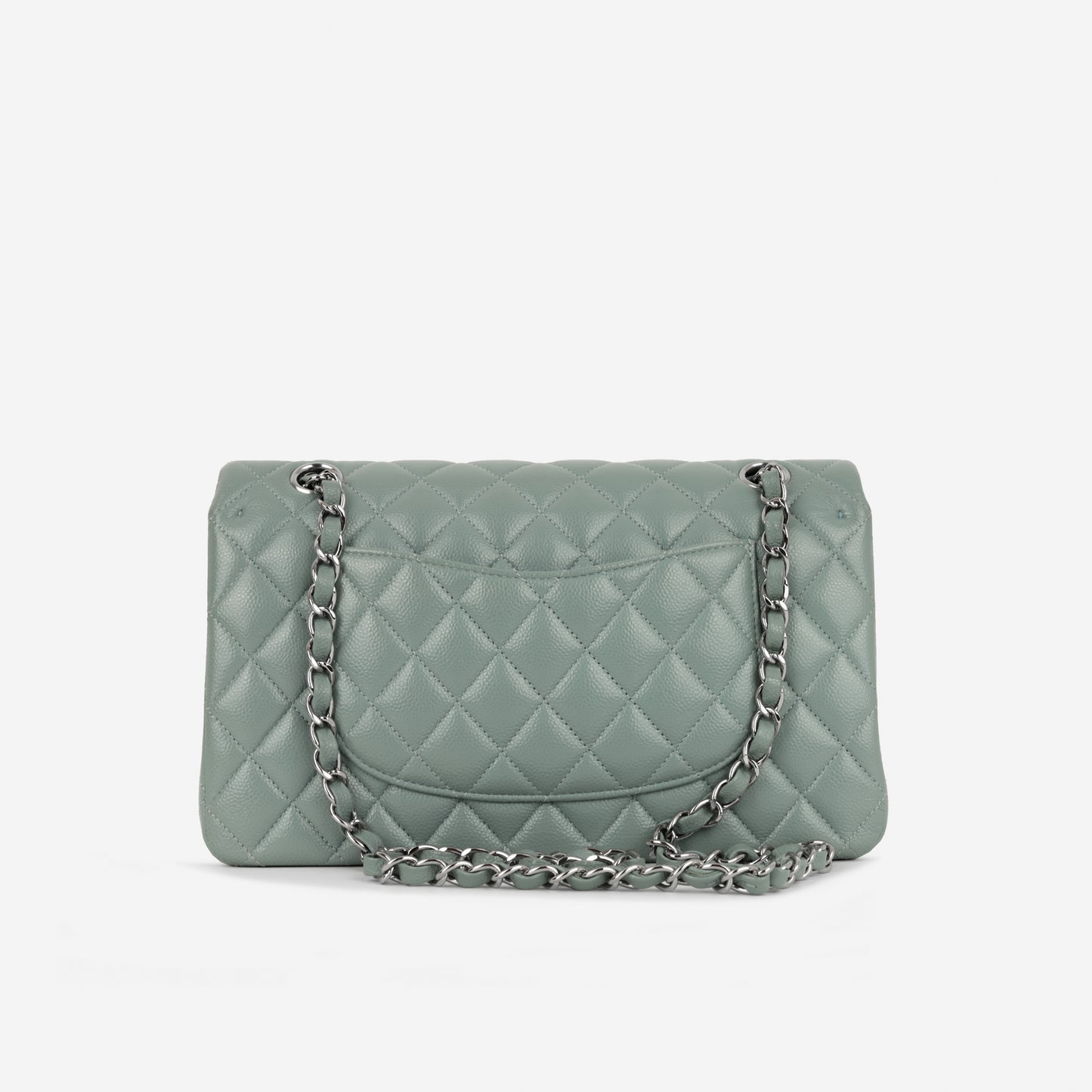 Medium Classic Flap - Sage Green Caviar | Silver Hardware