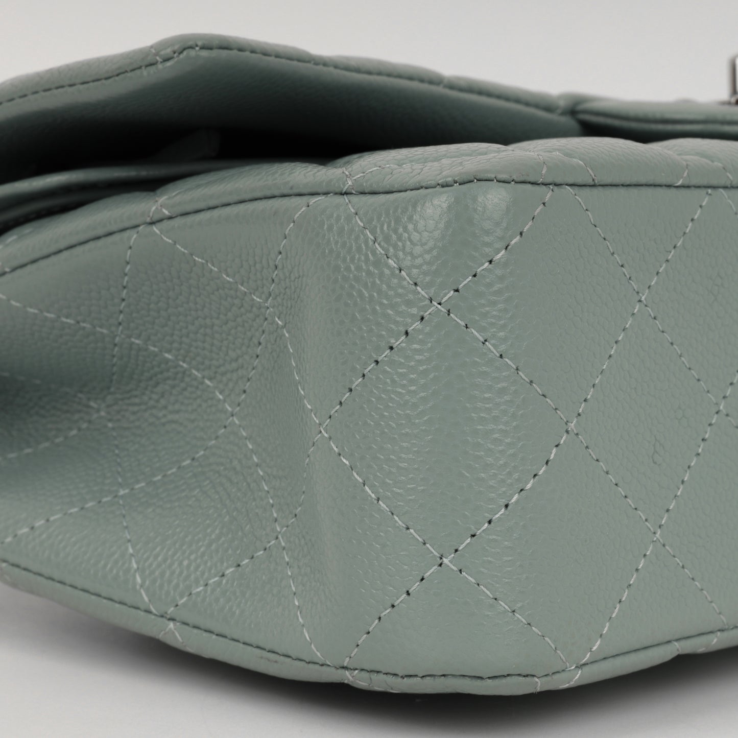 Medium Classic Flap - Sage Green Caviar | Silver Hardware