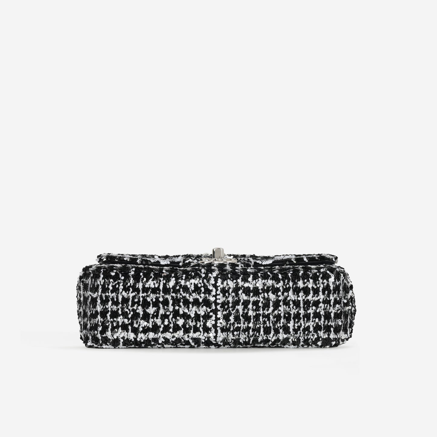 Chanel Mini Rectangular - Black / White Sequin | Silver Hardware