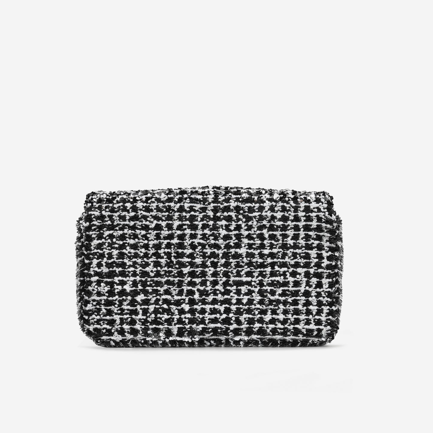 Chanel Mini Rectangular - Black / White Sequin | Silver Hardware