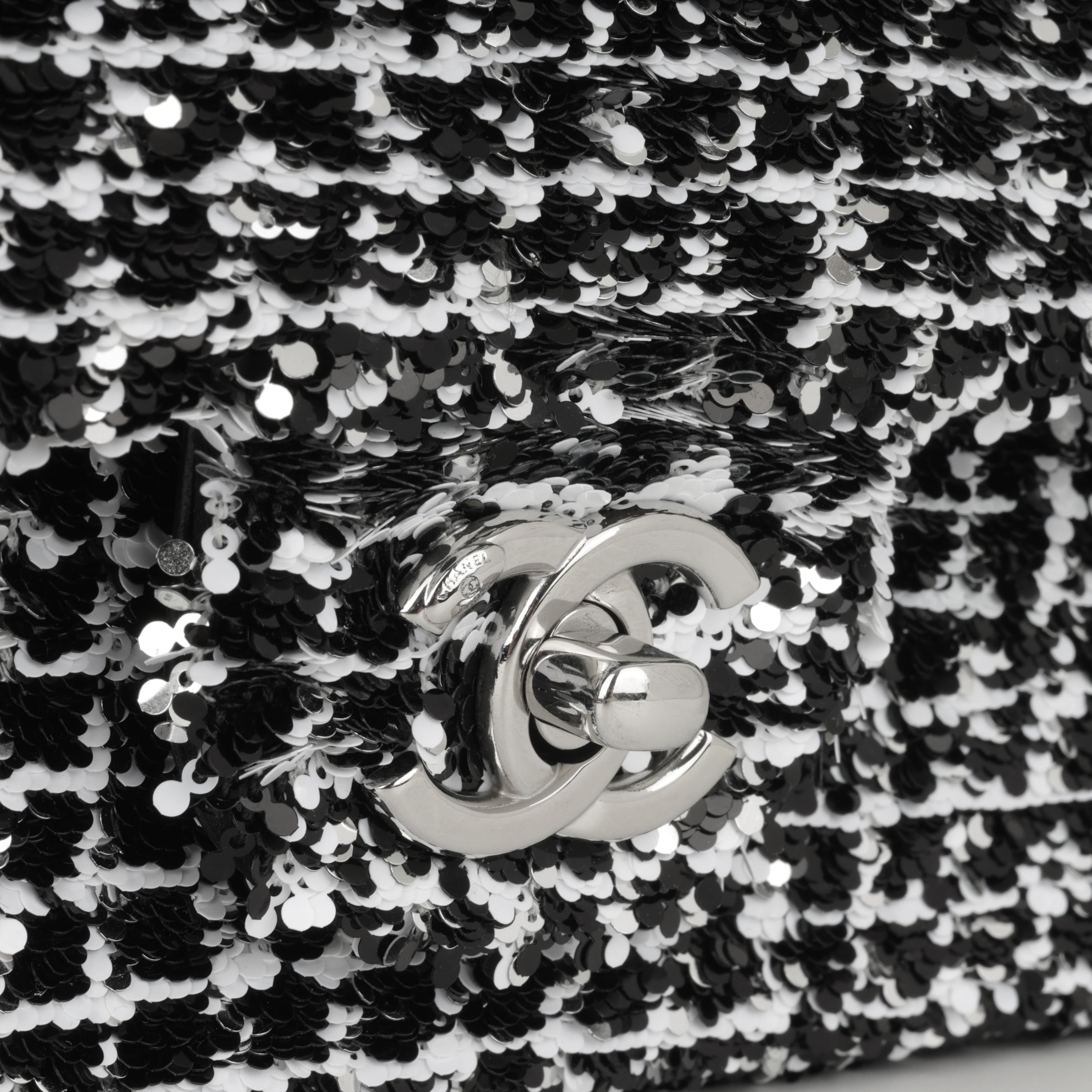 Chanel Mini Rectangular Black White Sequin Silver Hardware | Bagista