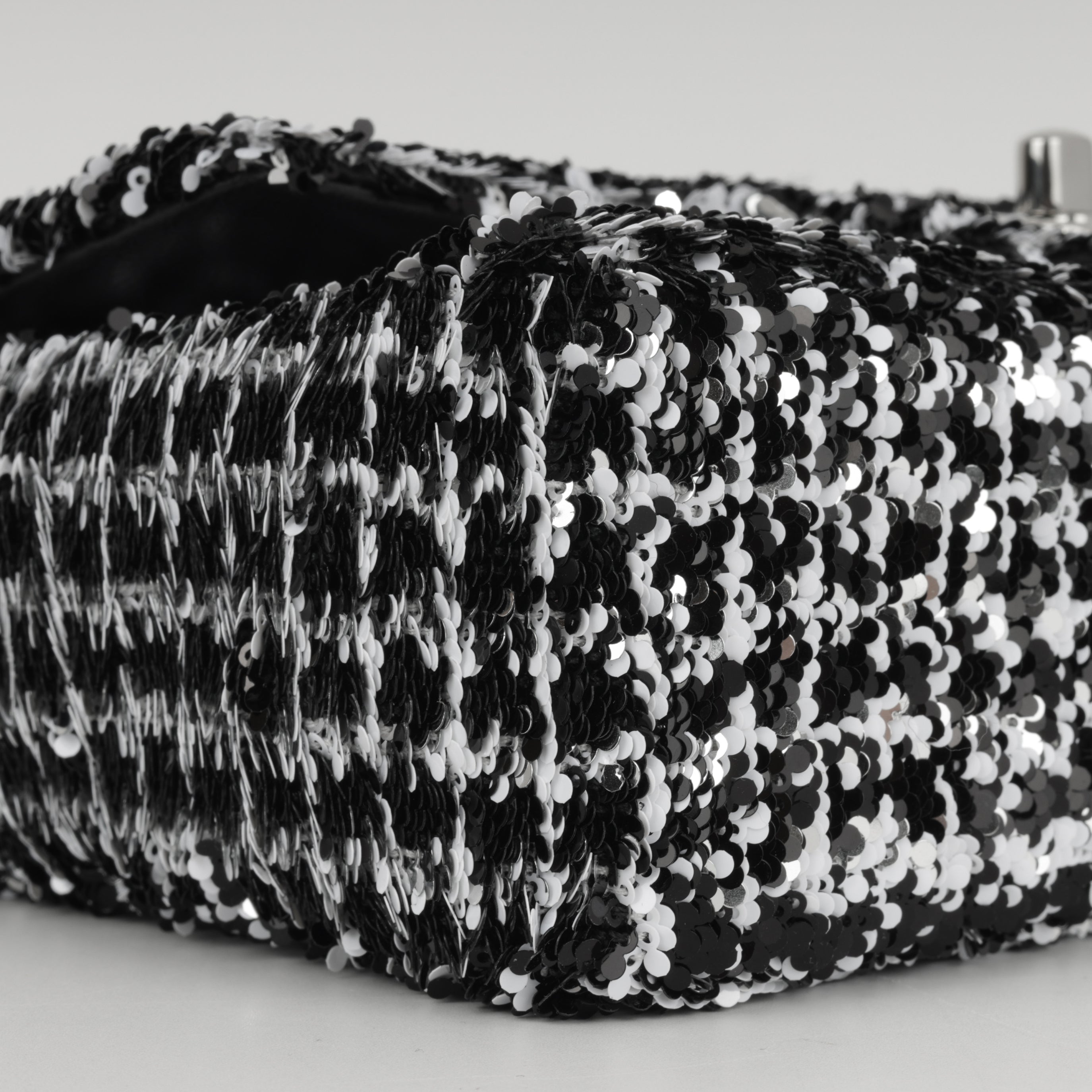 Chanel Mini Rectangular Black White Sequin Silver Hardware | Bagista