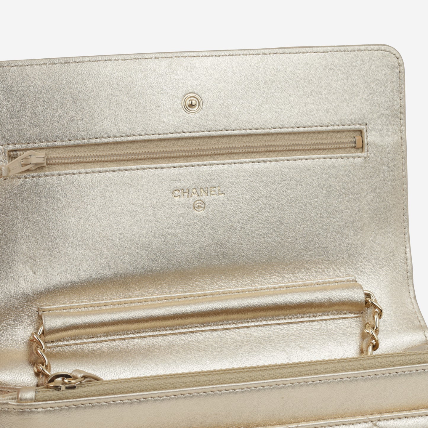 Chanel Classic Wallet on Chain - Champagne Metallic | Champagne Gold Hardware