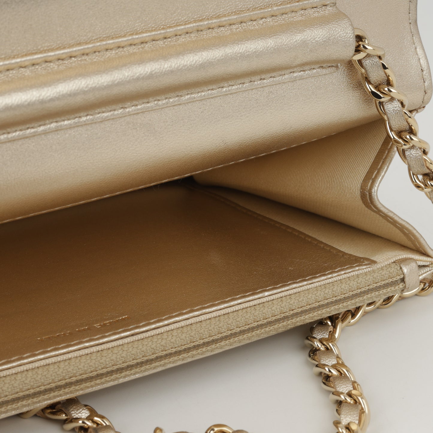Chanel Classic Wallet on Chain - Champagne Metallic | Champagne Gold Hardware