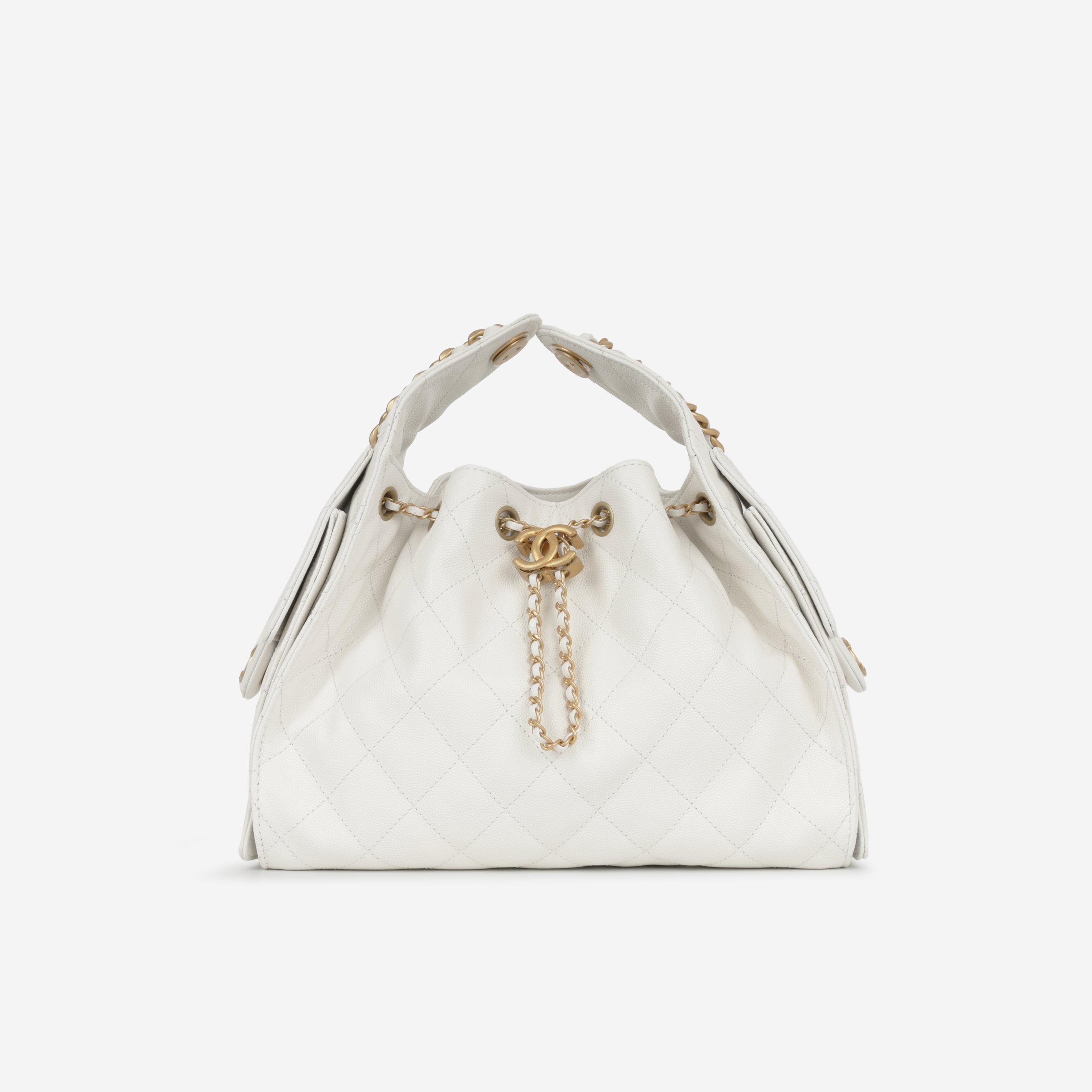 CHANEL ホワイトキャンバスバッグ Chanel Small 25 Hobo - White Caviar | Pristine & Available Now