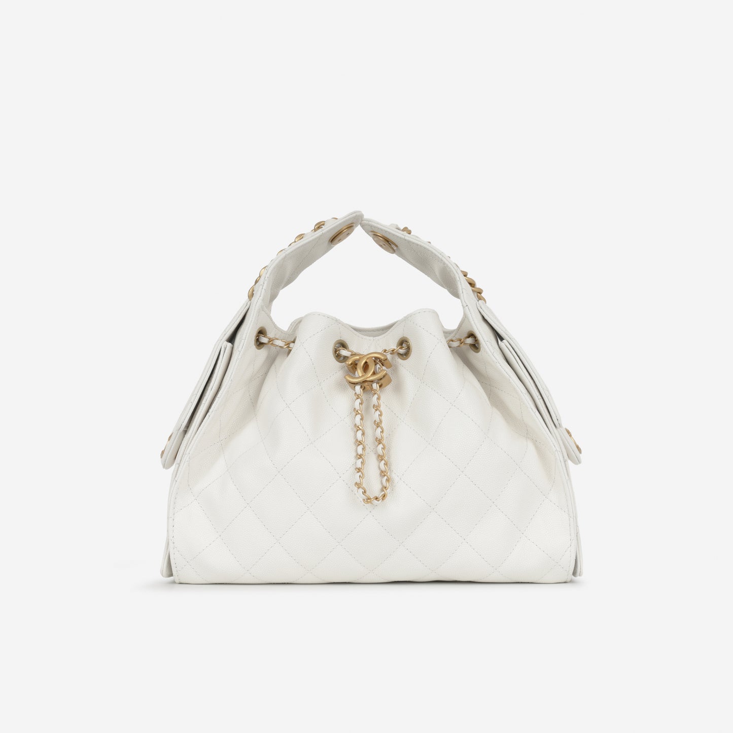 Chanel Small 25 Hobo - White Caviar | Gold Hardware